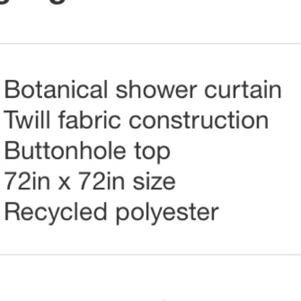 NWT Pillowfort Botanical Shower Curtain